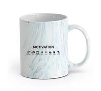 AYUEHBN cerámica Tazas de café de gres con asa Motivación Desarrollo Éxito Mentoría Estilo de Oficina （11oz/320ml） Apto para lavavajillas y microondas Azul mármol