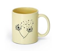 AYUEHBN cerámica Tazas de café de gres con asa Vivero con huellas de patas y flores de diente de león （11oz/320ml） Apto para lavavajillas y microondas Beige