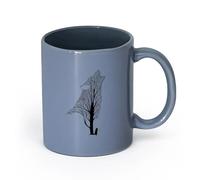 AYUEHBN cerámica Tazas de café de porcelana Árbol aullando lobo cuervo animales estilo gótico （11oz/320ml） Taza de cerámica para capuchino, té, leche Gris azulado