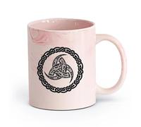 AYUEHBN cerámica Tazas de café de porcelana Círculo con patrón celta irlandés Irlanda irlandés （11oz/320ml） Ideal para el hogar, la oficina, cafeterías, ideas de regalo Rosa mármol