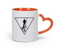AYUEHBN cerámica Tazas de café de porcelana Escalador de roca Alpinismo Escalador de montaña Extremo （11oz/320ml） Apto para lavavajillas y microondas Naranja