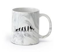AYUEHBN cerámica Tazas de café de porcelana Evolución del niño adolescente jugador de fútbol deportes （11oz/320ml） Para Té, Café, Leche, Capuchino Negro mármol