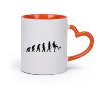 AYUEHBN cerámica Tazas de café de porcelana Evolución del niño adolescente jugador de fútbol deportes （11oz/320ml） Para Té, Café, Leche, Capuchino Naranja