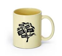 AYUEHBN cerámica Tazas de café de porcelana Librería Árbol Libro Abierto Cocina Fantasía Historia （11oz/320ml） Taza de cerámica para capuchino, té, leche Beige