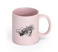 AYUEHBN cerámica Tazas de café de porcelana Mitología china Mitología Cabeza de dragón oriental （11oz/320ml） Cappuccino, Latte Macchiato, té, espresso Rosa