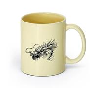 AYUEHBN cerámica Tazas de café de porcelana Mitología china Mitología Cabeza de dragón oriental （11oz/320ml） Cappuccino, Latte Macchiato, té, espresso Beige