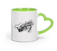 AYUEHBN cerámica Tazas de café de porcelana Mitología china Mitología Cabeza de dragón oriental （11oz/320ml） Cappuccino, Latte Macchiato, té, espresso Verde