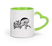 AYUEHBN cerámica Tazas de café de porcelana Primer salto en paracaídas, deporte extremo, paracaidismo （11oz/320ml） Para cafetería o restaurante Verde