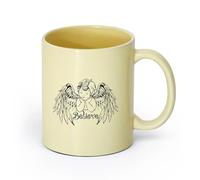 AYUEHBN cerámica Tazas de Café, Té y Café Alas de ángel blancas para bebé, letras para creer en el niño （11oz/320ml） Para té, café, infusión caliente Beige