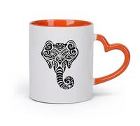 AYUEHBN cerámica Tazas de Café, Té y Café Cabeza de elefante indio africano, hinduismo, animal （11oz/320ml） Taza de cerámica para capuchino, té, leche Naranja
