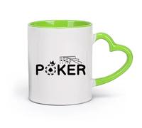 AYUEHBN cerámica Tazas de Café, Té y Café Cuatro ases de cartas de póquer Gambling Ace Casino （11oz/320ml） Para bebidas calientes, latte, capuchino Verde
