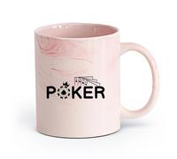 AYUEHBN cerámica Tazas de Café, Té y Café Cuatro ases de cartas de póquer Gambling Ace Casino （11oz/320ml） Para bebidas calientes, latte, capuchino Rosa mármol