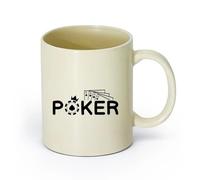 AYUEHBN cerámica Tazas de Café, Té y Café Cuatro ases de cartas de póquer Gambling Ace Casino （11oz/320ml） Para bebidas calientes, latte, capuchino Amarillo claro