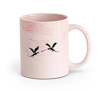 AYUEHBN cerámica Tazas de Café, Té y Café Cuento de hadas de fantasía de dragones que escupen fuego （11oz/320ml） Para Té, Café, Leche, Capuchino Rosa mármol