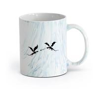 AYUEHBN cerámica Tazas de Café, Té y Café Cuento de hadas de fantasía de dragones que escupen fuego （11oz/320ml） Para Té, Café, Leche, Capuchino Azul mármol