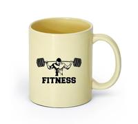 AYUEHBN cerámica Tazas de Café, Té y Café Culturismo Fitnesscenter Club Hierro Deporte Kettlebell Goma （11oz/320ml） Apto para lavavajillas y microondas Beige