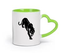 AYUEHBN cerámica Tazas de Café, Té y Café Pantera Animal de la selva Cazador Gran felino Depredador （11oz/320ml） Para té, café y bebidas calientes Verde