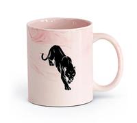 AYUEHBN cerámica Tazas de Café, Té y Café Pantera Animal de la selva Cazador Gran felino Depredador （11oz/320ml） Para té, café y bebidas calientes Rosa mármol