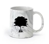 AYUEHBN cerámica Tazas de Café y Té Árbol de lectura para niños, niña y niño, biblioteca, libro abierto （11oz/320ml） Para cafetería o restaurante Negro mármol