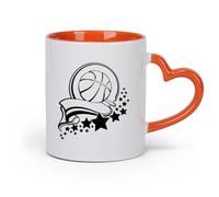 AYUEHBN cerámica Tazas de Café y Té Cinta de la victoria del baloncesto saludable deportivo Estrellas （11oz/320ml） Apto para lavavajillas y microondas Naranja
