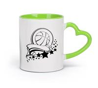 AYUEHBN cerámica Tazas de Café y Té Cinta de la victoria del baloncesto saludable deportivo Estrellas （11oz/320ml） Apto para lavavajillas y microondas Verde
