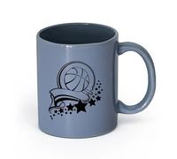 AYUEHBN cerámica Tazas de Café y Té Cinta de la victoria del baloncesto saludable deportivo Estrellas （11oz/320ml） Apto para lavavajillas y microondas Gris azulado