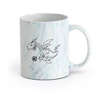 AYUEHBN cerámica Tazas de Café y Té Cuento de hadas de un divertido balón de fútbol con forma de dragón para niños （11oz/320ml） Para espresso, juego de té Azul mármol