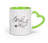 AYUEHBN cerámica Tazas de Café y Té Cuento de hadas de un divertido balón de fútbol con forma de dragón para niños （11oz/320ml） Para espresso, juego de té Verde