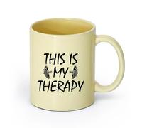 AYUEHBN cerámica Tazas de Café y Té Gimnasia Mi Terapia Salud Estilo de Vida Deporte Fitnesscenter Frase （11oz/320ml） Bebidas calientes, espresso Beige