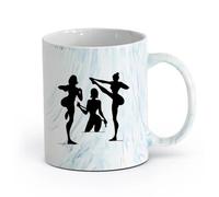 AYUEHBN cerámica Tazas de Café y Té Gimnasio Gimnasia Atractivo sexual Chicas Figura Estilo de vida saludable Deporte （11oz/320ml） Apto para lavavajillas Azul mármol