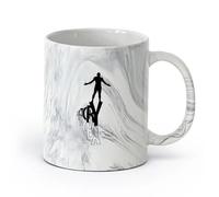 AYUEHBN cerámica Tazas de Café y Té La fuerza de voluntad del hombre como objetivo de victoria Palabras （11oz/320ml） Ideal para usar en casa y la oficina Negro mármol