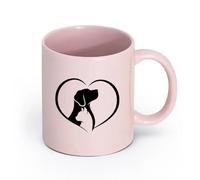AYUEHBN cerámica Tazas de Café y Té Silueta de perro con gato en forma de corazón, símbolo de amor, cuidado de mascotas （11oz/320ml） Bonito Rosa