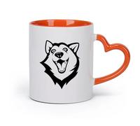 AYUEHBN cerámica Tazas de Café y Té Tienda de mascotas Husky: Lindo perro cabeza amigo animales de casa （11oz/320ml） Apto para lavavajillas y microondas Naranja