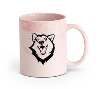 AYUEHBN cerámica Tazas de Café y Té Tienda de mascotas Husky: Lindo perro cabeza amigo animales de casa （11oz/320ml） Apto para lavavajillas y microondas Rosa mármol