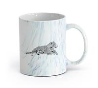 AYUEHBN cerámica Tazas de Cerámica con Asas Animal Depredador Jaguar Salvaje Gran Felino Leopardo （11oz/320ml） Café, té, latte, leche, cacao, zumo y otras bebidas calientes Azul mármol