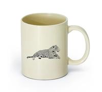 AYUEHBN cerámica Tazas de Cerámica con Asas Animal Depredador Jaguar Salvaje Gran Felino Leopardo （11oz/320ml） Café, té, latte, leche, cacao, zumo y otras bebidas calientes Amarillo claro