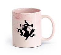 AYUEHBN cerámica Tazas de Cerámica con Asas Animales alrededor del planeta Tierra Mundo Veterinario Mascotas （11oz/320ml） Para el hogar o el trabajo Rosa mármol