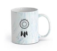 AYUEHBN cerámica Tazas de Cerámica con Asas Atrapasueños Atrapasueños Talismán Cita Atrévete a soñar （11oz/320ml） Bebidas calientes, espresso Azul mármol