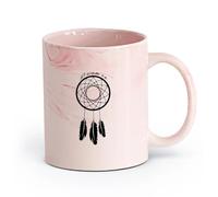 AYUEHBN cerámica Tazas de Cerámica con Asas Atrapasueños Atrapasueños Talismán Cita Atrévete a soñar （11oz/320ml） Bebidas calientes, espresso Rosa mármol