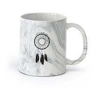 AYUEHBN cerámica Tazas de Cerámica con Asas Atrapasueños Atrapasueños Talismán Cita Atrévete a soñar （11oz/320ml） Bebidas calientes, espresso Negro mármol