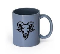 AYUEHBN cerámica Tazas de Cerámica con Asas Cabeza de carnero estilizada, animal de oveja, cuerno grande （11oz/320ml） Bebidas calientes, espresso Gris azulado