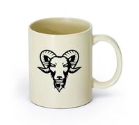 AYUEHBN cerámica Tazas de Cerámica con Asas Cabeza de carnero estilizada, animal de oveja, cuerno grande （11oz/320ml） Bebidas calientes, espresso Amarillo claro