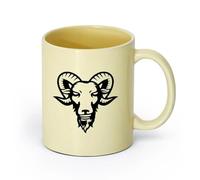 AYUEHBN cerámica Tazas de Cerámica con Asas Cabeza de carnero estilizada, animal de oveja, cuerno grande （11oz/320ml） Bebidas calientes, espresso Beige