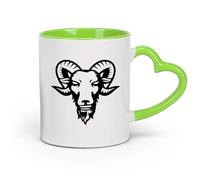 AYUEHBN cerámica Tazas de Cerámica con Asas Cabeza de carnero estilizada, animal de oveja, cuerno grande （11oz/320ml） Bebidas calientes, espresso Verde