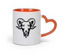 AYUEHBN cerámica Tazas de Cerámica con Asas Cabeza de carnero estilizada, animal de oveja, cuerno grande （11oz/320ml） Bebidas calientes, espresso Naranja