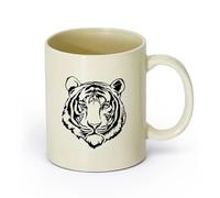 AYUEHBN cerámica Tazas de Cerámica con Asas Cabeza de tigre depredador animal agresivo tribal （11oz/320ml） Taza de cerámica para capuchino, té, leche Amarillo claro
