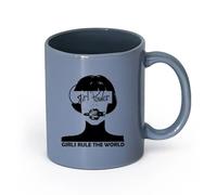 AYUEHBN cerámica Tazas de Cerámica con Asas Frase de letras de mujer Palabra de poder femenino （11oz/320ml） Oficina, hogar, cafetería, apto para lavavajillas y microondas Gris azulado