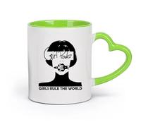AYUEHBN cerámica Tazas de Cerámica con Asas Frase de letras de mujer Palabra de poder femenino （11oz/320ml） Oficina, hogar, cafetería, apto para lavavajillas y microondas Verde