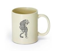 AYUEHBN cerámica Tazas de Cerámica con Asas Leopardo Jaguar Animal salvaje Gran felino Depredador （11oz/320ml） Taza de cerámica para capuchino, té, leche Amarillo claro