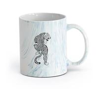 AYUEHBN cerámica Tazas de Cerámica con Asas Leopardo Jaguar Animal salvaje Gran felino Depredador （11oz/320ml） Taza de cerámica para capuchino, té, leche Azul mármol